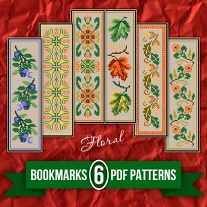 PDF Bookmarks Cross Stitch Patterns, Floral Embroidery Design, Easy Embroidery Patterns, Acorns Ornament, Flowers Embroidery Chart, Mom Gift