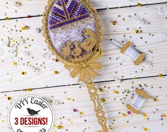 DIY Easter Ornaments Bead Embroidery Kit, Easter Topper Plastic Canvas Kit, Easter Table Decor, Beaded Easter Decor, Easter Gift for Mother