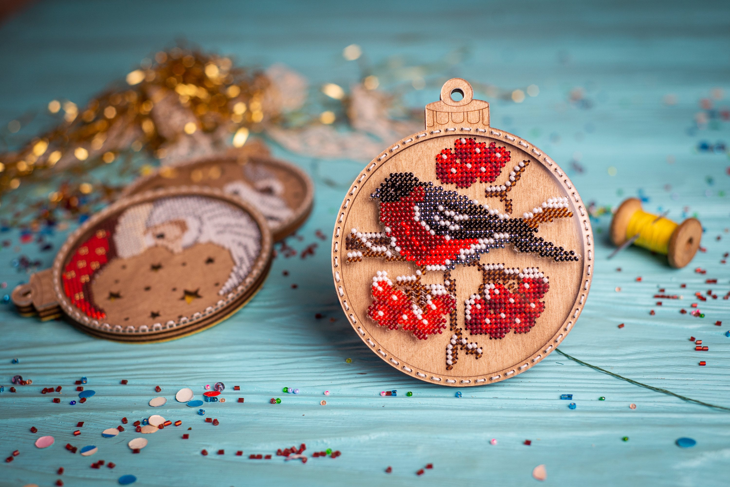Christmas Ornament Bead Embroidery Kit Embroidered Christmas Etsy UK