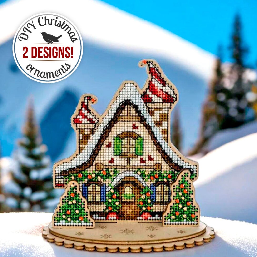 DIY Christmas House Cross Stitch Kit, Christmas Cottage Embroidery ...
