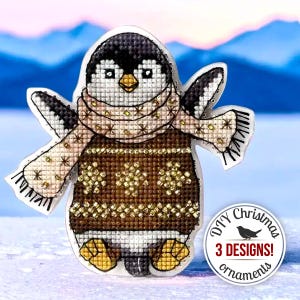 DIY Penguin Christmas Ornament, Christmas Ornaments Embroidery Kit, Hanging Christmas Decor, Xmas Gift for Mom