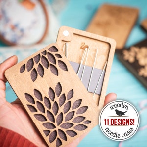 Sewing needle holder, small wooden box with magnet needle minder, embroidery supplies storage tool FLZB(N)-028