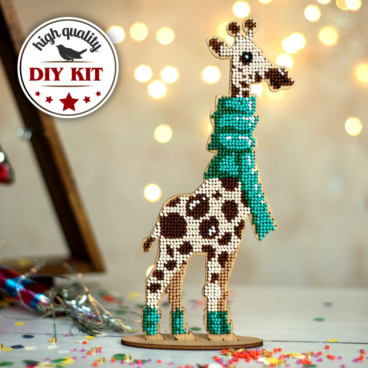 Beaded Embroidery Giraffes Kit