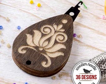 Enfiador de agulha de madeira, ferramenta de bordado, acessório de costura, presente exclusivo para artesão
