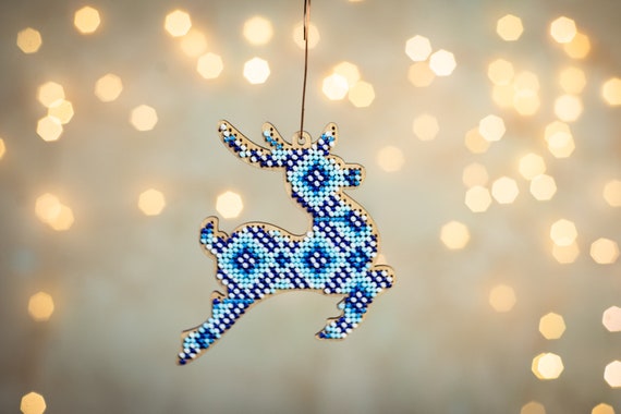 Download Christmas Reindeer Beaded Ornament Craft Kits For Kids Deer Etsy PSD Mockup Templates