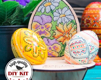 DIY Easter Egg Holder Embroidery Kit, Handmade Easter Egg Tray, Easter Cross Stitch Kit, Easter Home Decor, Easter Table Decor, DIY Mom Gift