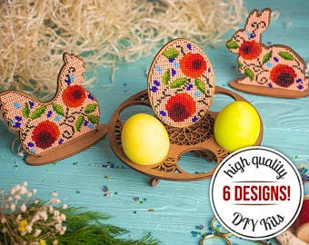Kit de broderie de perles pour faire une décoration de Pâques, stand d'oeufs de Pâques DIY, figurine de lapin de Pâques perlé, ornement de Pâques