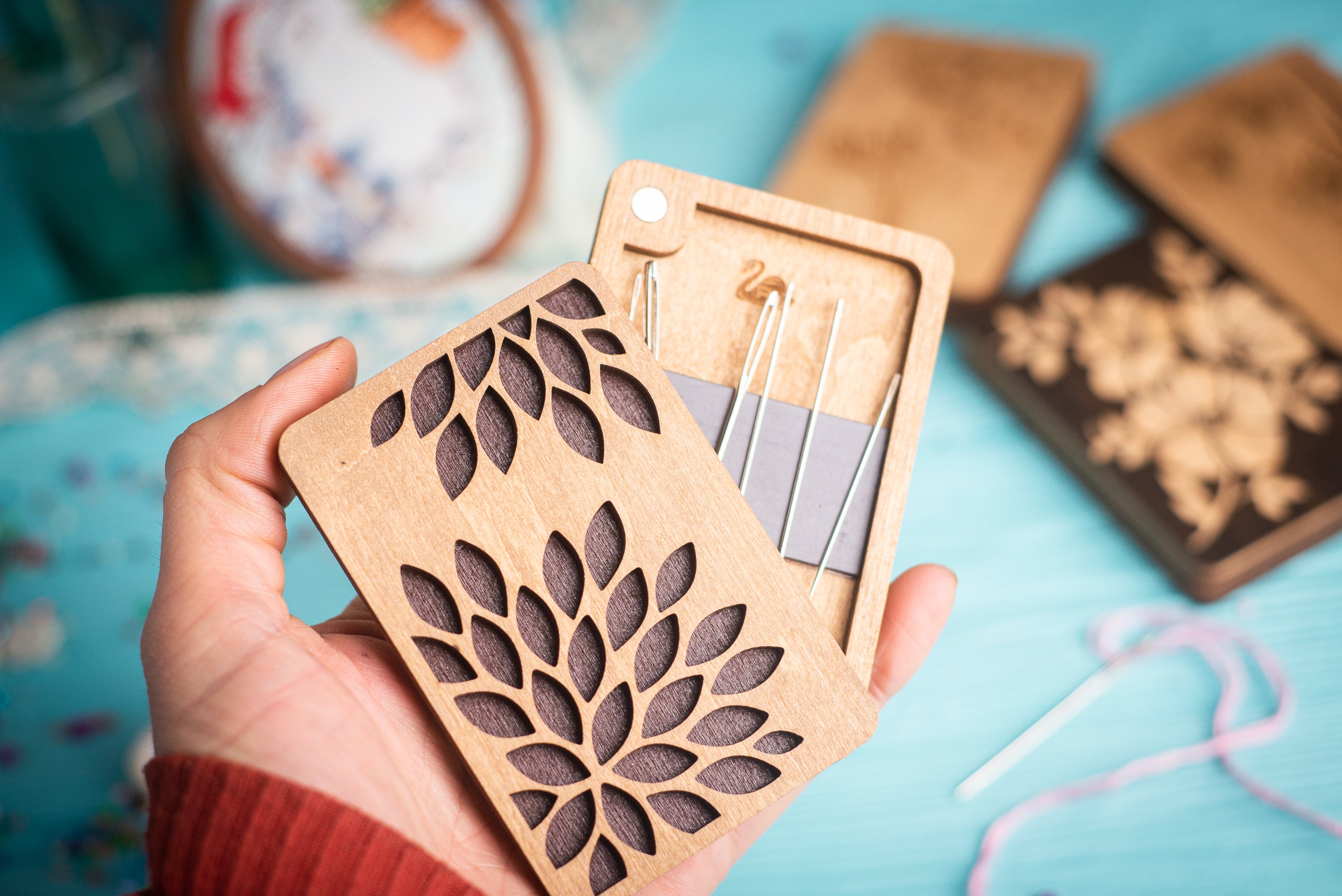 Magnetic Sewing Needle Case Wooden Needle Organizer Sewing | Etsy