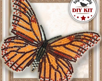 DIY Butterfly Bead Embroidery Kit, Beaded Butterfly Embroidery Design, Summer Curtains Decor, Embroidered Butterfly, DIY Mother's Day Gift