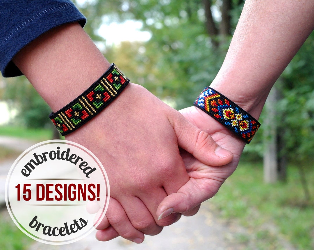 Crossstitch Bracelet DIY Kit Hand Embroidered Ethnic Etsy