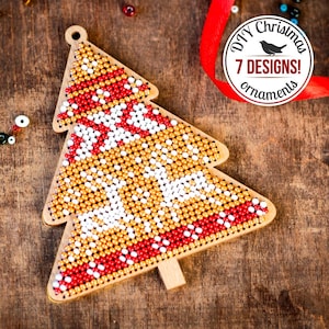 DIY Christmas Tree Ornaments Embroidery Kits, Beaded Christmas Ornament Bead Embroidery Kits, Christmas Home Decor, Xmas Gift for Crafter
