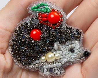 DIY Hedgehog Jewelry Making Kit, Animal Brooch Kit, Beaded Jewelry Craft Kit, Handmade Gift for Mother