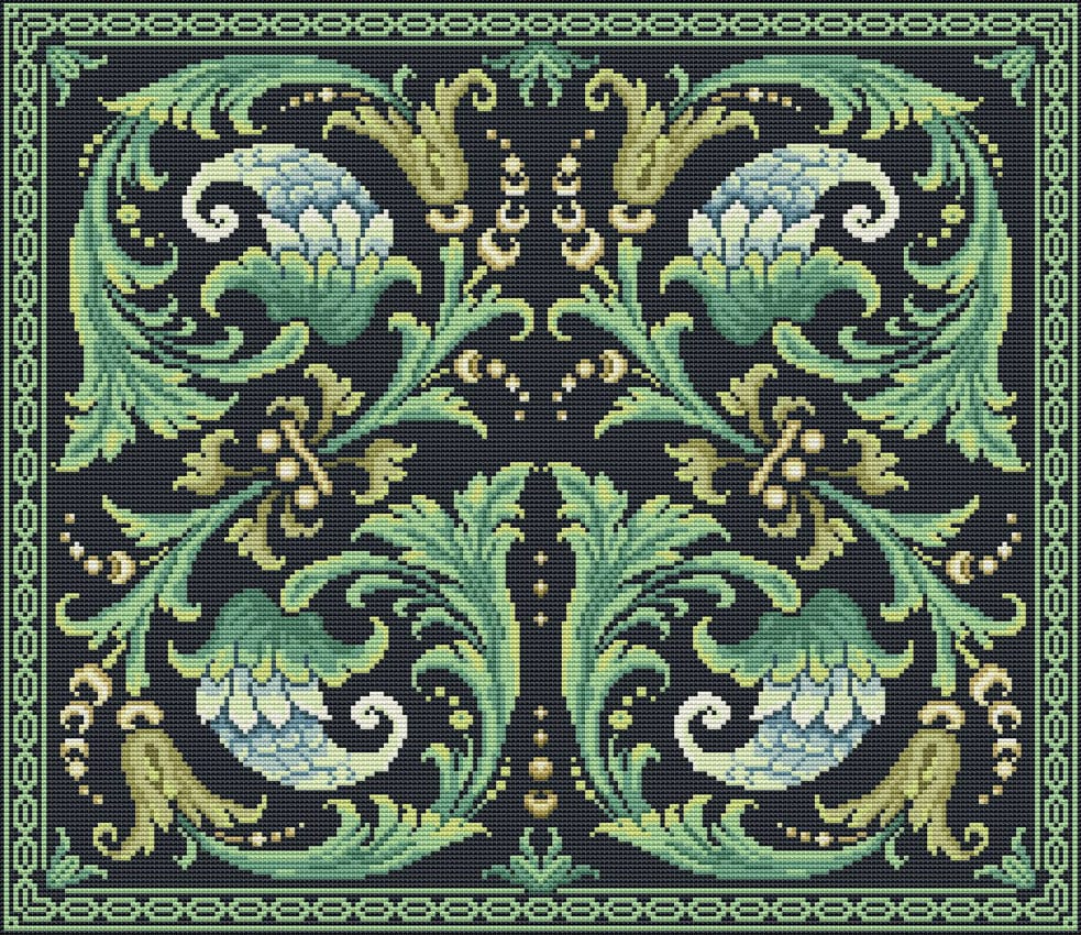 Victorian Cross Pattern PDF Victorian Cross Stitch Pattern, Aconite Leaf Ornament Embroidery ...