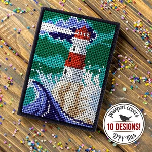 Kunstleer paspoorthoes kraal borduurset, DIY geborduurde hoes voor documenten kraalsteekset, Moederdagcadeau, cadeau voor Crafter