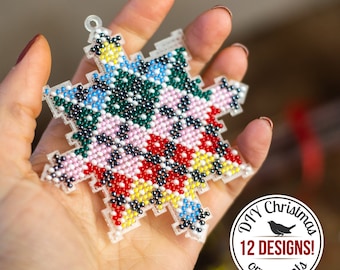 DIY Beadwork Christmas Snowflake Ornament, Bead Embroidery Kit, Xmas Tree Ornaments, Winter Home Decor, DIY Gift for Mother, Handmade Gift