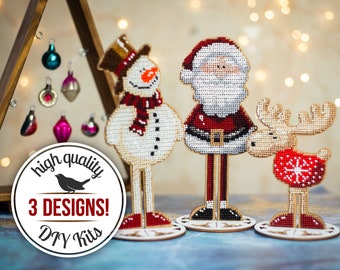 DIY Christmas ornaments set, craft kit for adults, reindeer, snowman & Santa Claus figurines, festive handmade ornaments, FLK-209/211/206