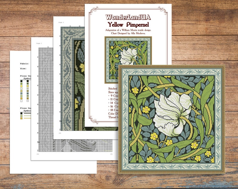 William Morris cross stitch digital PDF pattern floral | Etsy