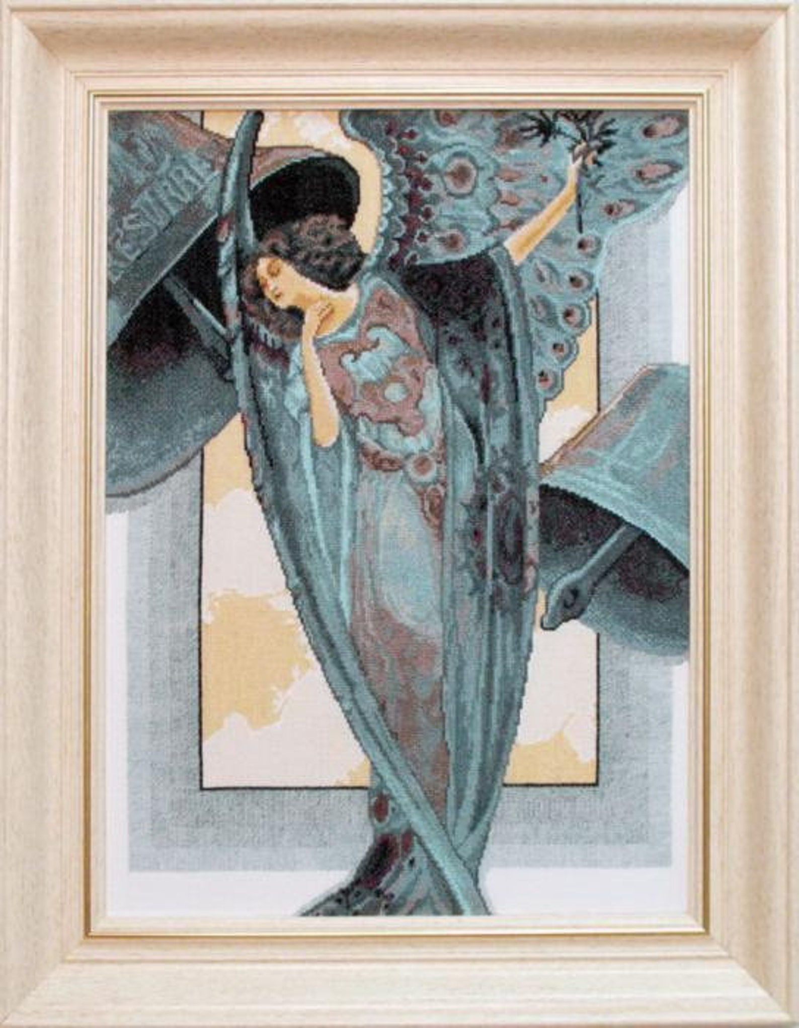 DIY Guardian Angel needlework kit art nouveau modern home Etsy