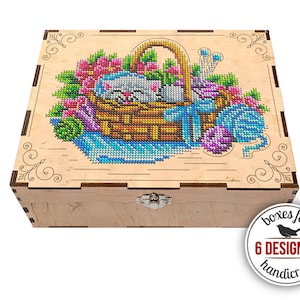 Organizzatore di fili da ricamo e perline, scatole di legno fai da te per hobby creativi, 6 modelli disponibili