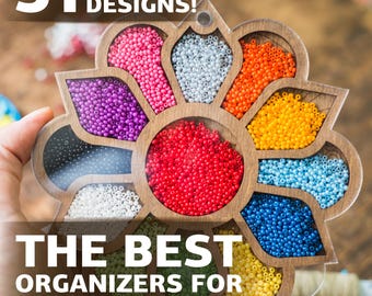 Personalized Bead Organizer with Magnet Lid — Seed Bead Storage for Beading and Embroidery