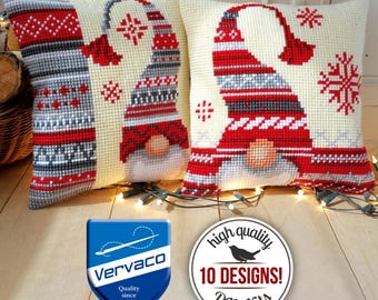 Christmas Pillow Cover Embroidery Kits, Funny Gnomes Christmas