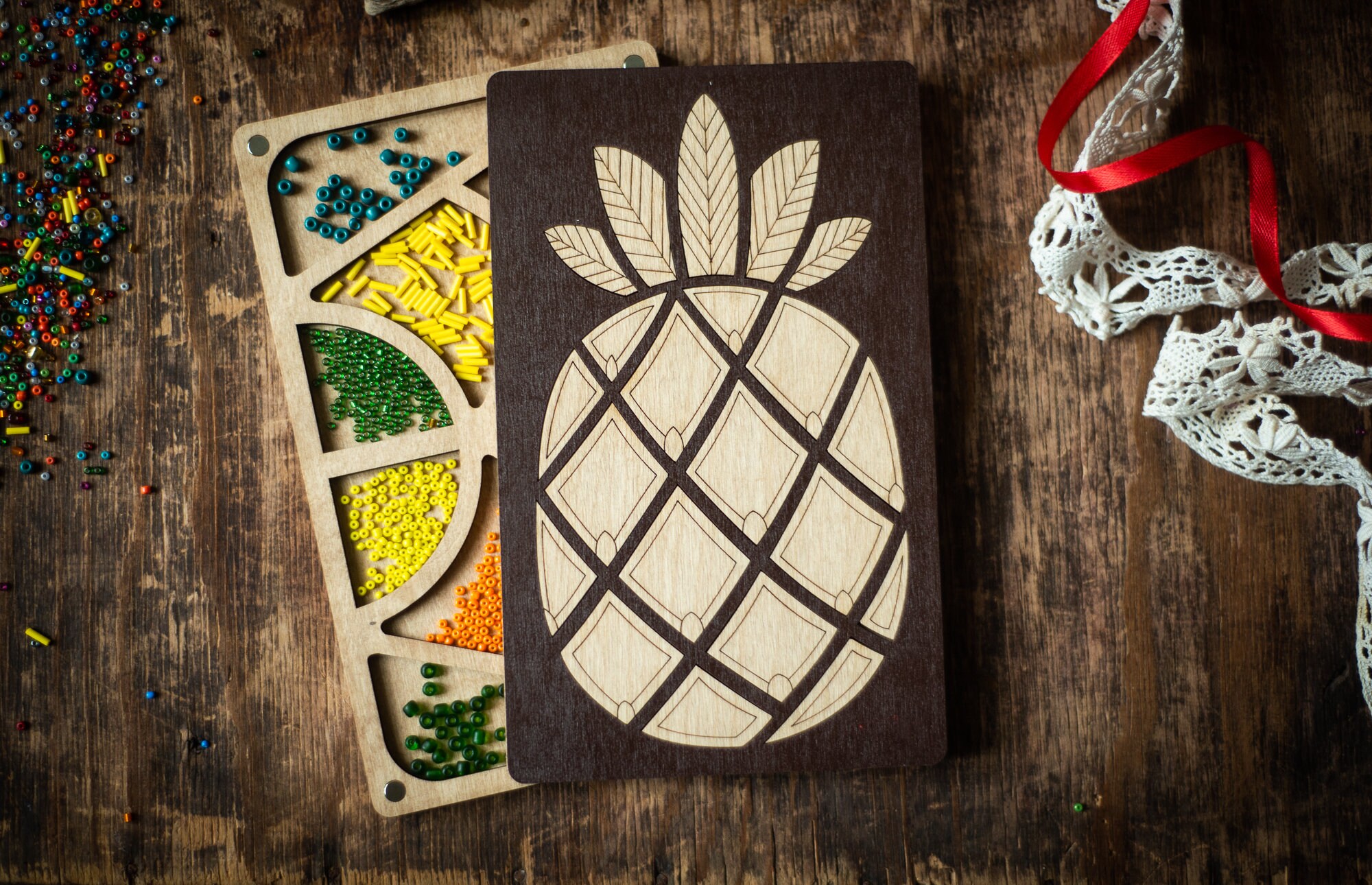 Seed bead sorting tray Wooden embroidery organizer Jewelry Etsy