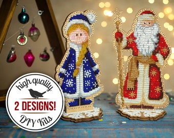 DIY kits for Christmas ornaments, bead embroidery on wood, needlework set, FLK-302, FLK-298