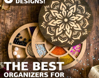 Wooden Bead Organizer — Personalized Craft Storage Box for Beading, Sewing and Jewelry Making