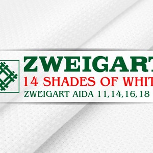 Zweigart Aida Cross Stitch fabric. White Cotton Canvas for Embroidery. Fabric for Needleworks 11, 14, 16, 18 counts