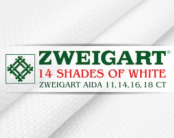 Zweigart Aida Cross Stitch fabric. White Cotton Canvas for Embroidery. Fabric for Needleworks 11, 14, 16, 18 counts