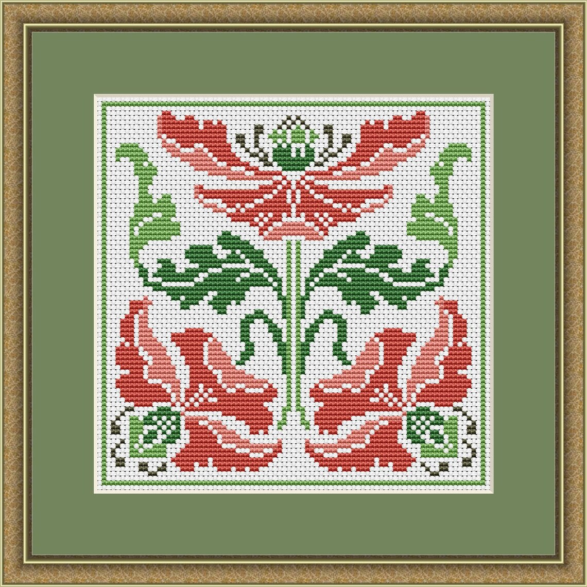 Art Nouveau Embroidery Patterns 4 Cross Stitch Designs Etsy