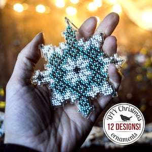 DIY Snowflake Ornament Craft Kit, Hanging Christmas Tree Ornament, Crafts Bead Embroidery Kit, Xmas home decor, Handmade Gift for Mother