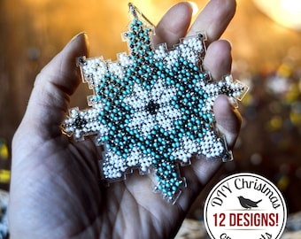 DIY Snowflake Ornament Craft Kit, Hanging Christmas Tree Ornament, Crafts Bead Embroidery Kit, Xmas home decor, Handmade Gift for Mother