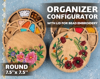 Customized bead organizer with lid for bead embroidery, Box for needleworks, Jewelry making case, Make your own seed bead sorting tray