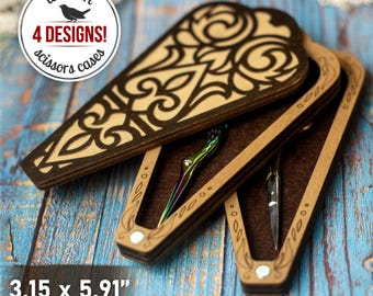 Embroidery Scissors Case, Wooden Scissors Holder for Cross Stitch and Sewing, Scissors Storage with Magnet Lid, Gift for Crafter