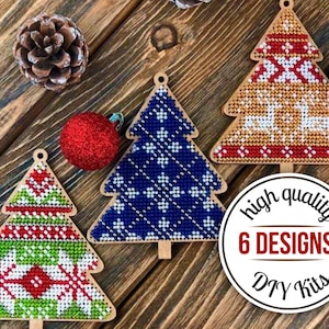 Bead embroidery DIY Xmas tree beadwork pattern, gift, beaded Christmas decoration design, needlework blank canvas, wooden ornament craft kit