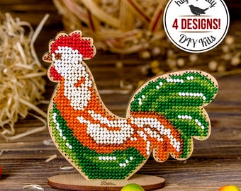 DIY Easter Ornaments Beading Kits, Beaded Rooster Embroidery Kit, DIY Easter Home Decor, Festive Table Decorations, Easter Gift for Mother