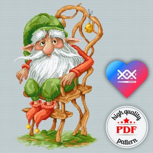 Old Gnome PDF Embroidery Pattern, Funny Gnome Cross Stitch Chart, Gnome Wall Art, Kids Room Decor, Funny Cross Stitch Pattern, Mom Gift