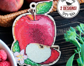 DIY Apple Cross Stitch Kit, Autumn Hanging Decor, Fall Home Decor, Apple Embroidery Design, Pear Embroidery Set, Handmade Gift for Mother