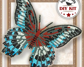 DIY Butterfly Bead Embroidery Kit, Bead Butterfly Embroidery Design, Summer Home Decor, Embroidered Butterfly, DIY Gift for Crafter