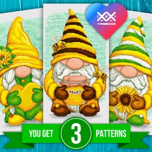 PDF Summer Gnomes Cross Stitch Patterns, Gnome Embroidery Design, Summer Home Decor, Funny Gnome Wall Art, Summer Embroidery Chart, Mom Gift