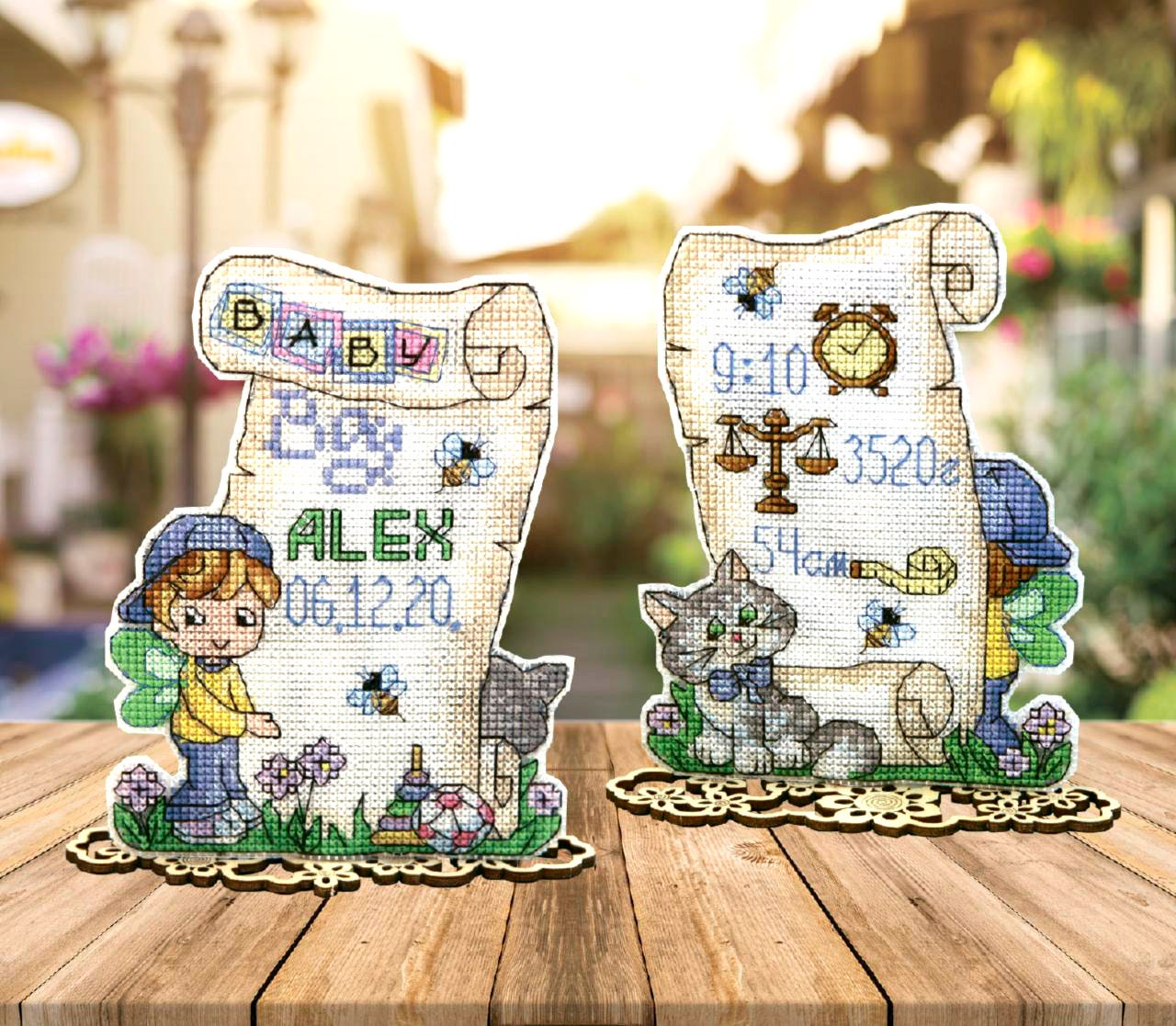 Plastic canvas kit for babyboy birth announcement Counted Etsy