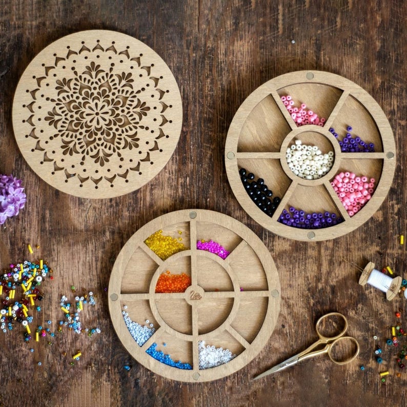 Wooden Bead Organizer — Personalized Craft Storage Box for Beading, Sewing and Jewelry Making image 7