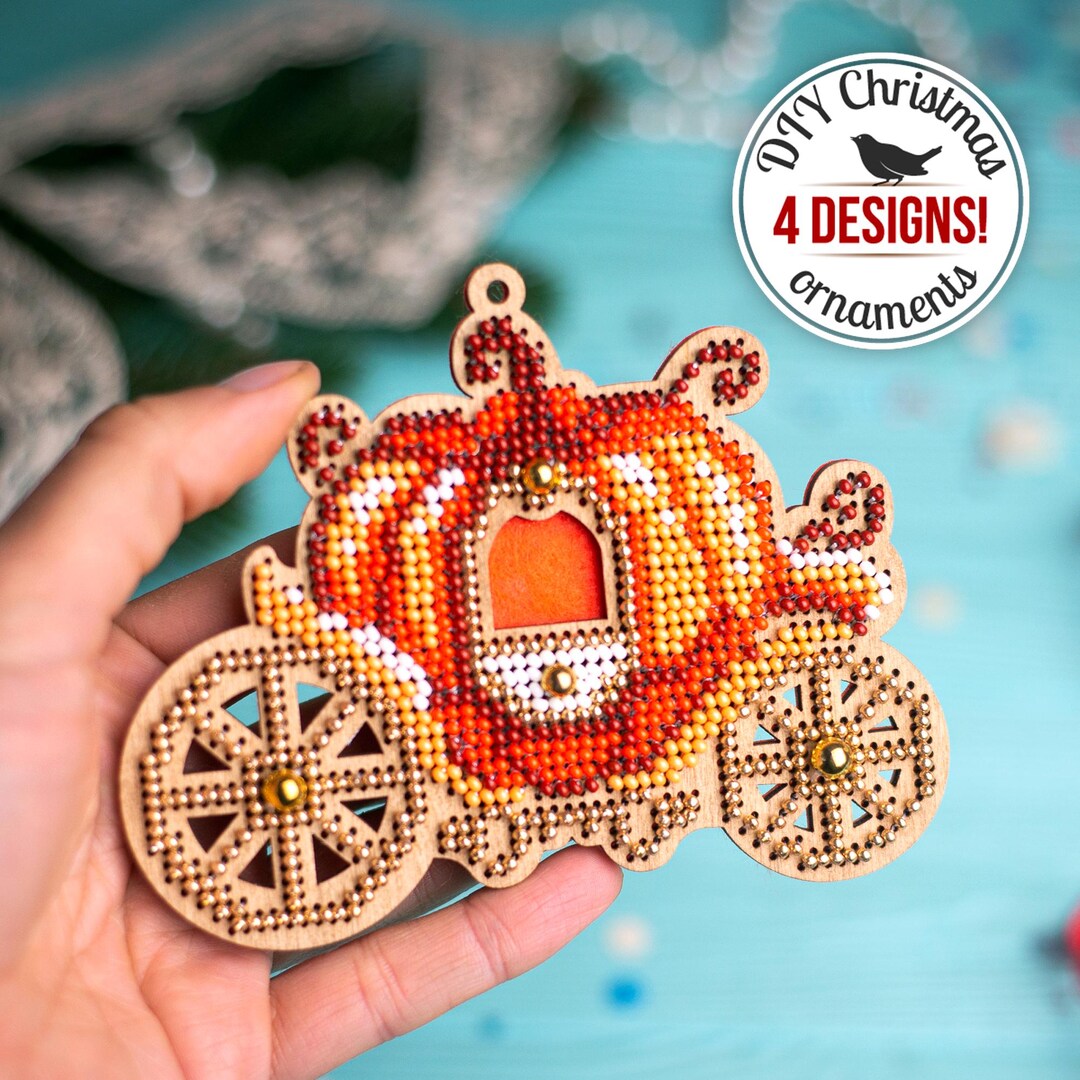 Cinderella Carriage Christmas Ornament Bead Embroidery Kit — Hanging