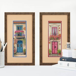 Kits de punto de cruz de bricolaje con bordado de patio, ventanas y puertas decoración del hogar