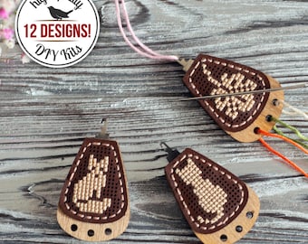DIY Needle Threader Craft Kit, Threading Tool with Cross Stitch Embroidery, Handmade Gift for Mother