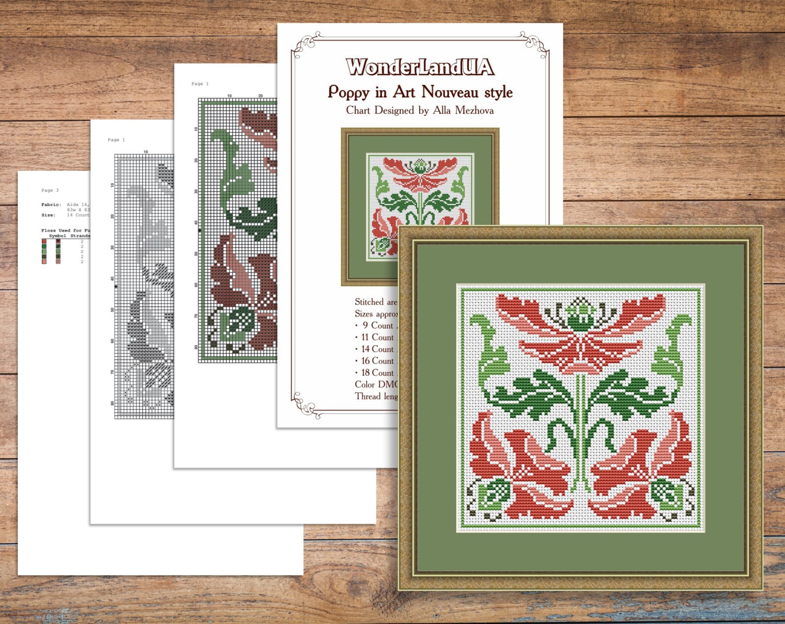 Art Nouveau Embroidery Patterns 4 Cross Stitch Designs Etsy