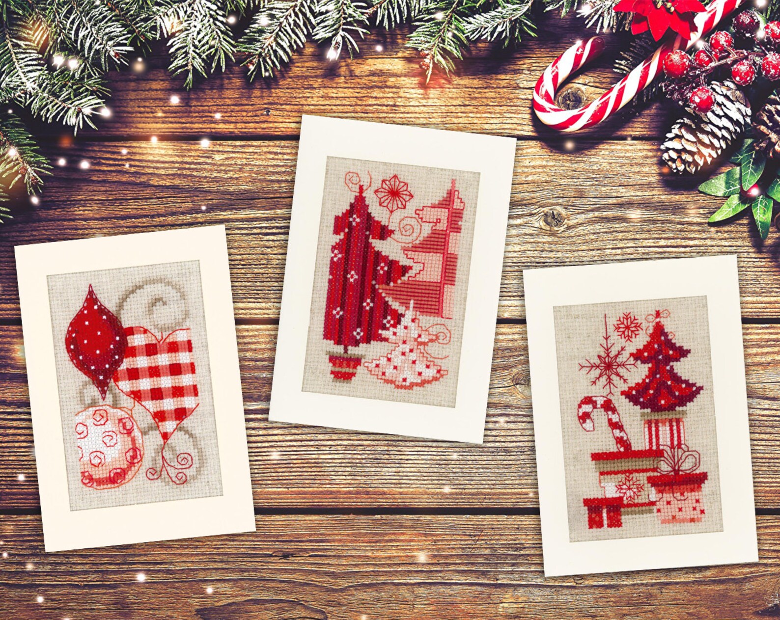 Weihnachtskarten Stickdatei DIY Kreuzstich