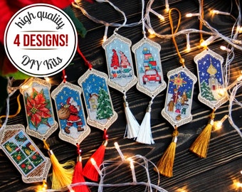 DIY embroidered Christmas ornament, Easy cross stitch kit for making Christmas decoration, Hand embroidery kit