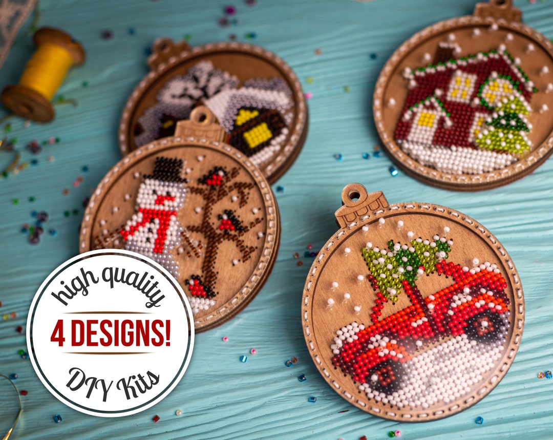 Christmas Beadwork Ornaments Bead Embroidery DIY Kit Etsy